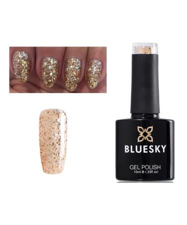 Bluesky GOLD GLITTER SP18 Superstar Clear with Gold Gel and Stars Nail Gel Polish UV LED Soak Off 10ml