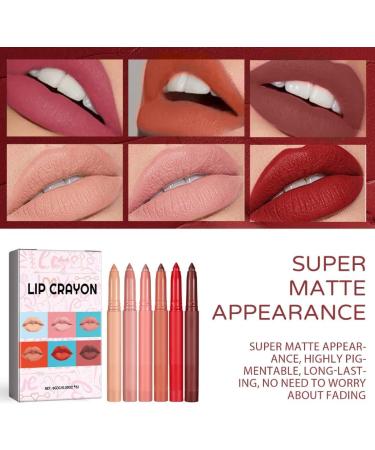 6pcs Lipstick Pencils Lip Liner Waterproof Practical Lip Pencils for Various Occasions - Buy Online on GoSupps.com