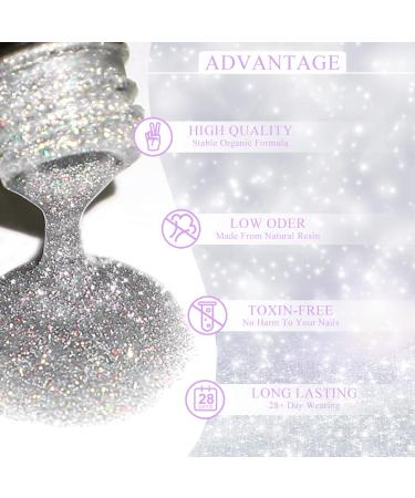 MIZHSE Holographic Gel Polish Set - Reflective Glitter, Laser, Galaxy Gloss - Nail Art Unicorn Mirror Effect Gel Polish Collection - Buy Online on GoSupps.com