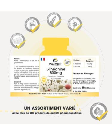 L-Theanine 500mg - 60 tablets - Adaptogen - Animated acid | Warnke Vitalstoffe - Quality from German pharmacies - Buy Online on GoSupps.com