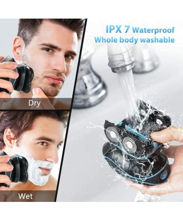 5D Floating Electric Head Shaver for Bald Men - 5 in 1 Bald Head Shaver with Hair Clippers & Facial Cleansing Brush in Blue - Buy Online on GoSupps.com