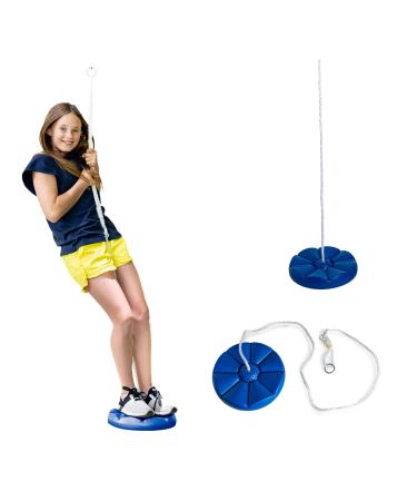 Squirrel Products Heavy Duty Blue Disc Tree Swing with Rope for Outdoor Play - Easy DIY Addition to Playset or Tree