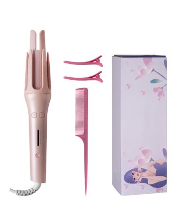 Wand Curler 1.25 Inch Wand Curling Iron Auto Shut Off with 4 Temps Ceramic Curling Iron Pink