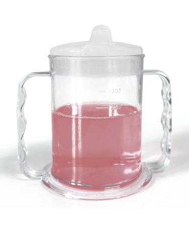 Wide floor two handles drinking cups with beak lid |Adult drinking aid cup mug older little output lid double handle dementia arthritis weak handle drinking cup stable 1 piece of beak lid - Buy Online on GoSupps.com