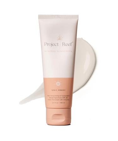 SPF 30 Mineral Sunscreen - Reef Friendly Ocean Safe Vegan Sunscreen Lotion for All Ages No White Residue Water-Resistant 3.4 fl oz SPF30