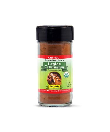 Coconut Country Living's organic Ground Ceylon Cinnamon - True Raw Powdered Cinnamon Bark from Sri Lanka - Premium Grade Mild, Naturally Sweet Spice for Health & Food - Complimentary eBook - 1.41 oz