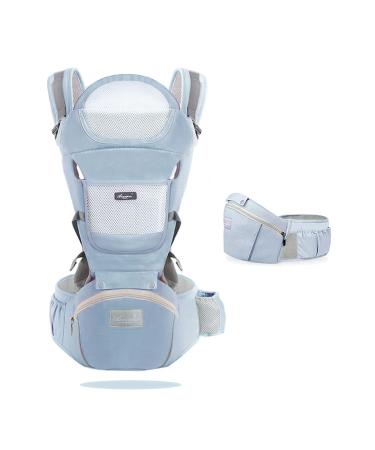 Ineffbb Baby Carrier for Newborn to Toddler Breathable Baby Carrier Sling with Hip Seat Baby Wrap Carrier for 3-36 Months-Baby Blue