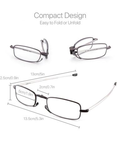 Reading Glasses 2 Pair Reader Compact Folding Magnify Glasses Black and Gunmetal +2 - Buy Online on GoSupps.com
