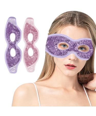 Jakuva 2PCS Cooling Gel Eye Mask with Plush Backing Ice Eye Mask&Gel Beads Cold Eye Packs&Heat Cold Compress Pack Eye Spa Pad for Puffy Eyes Puffiness Headache Stress Relief (Pink&Purple) Pink&purple With Eye Holes - Buy Online on GoSupps.com