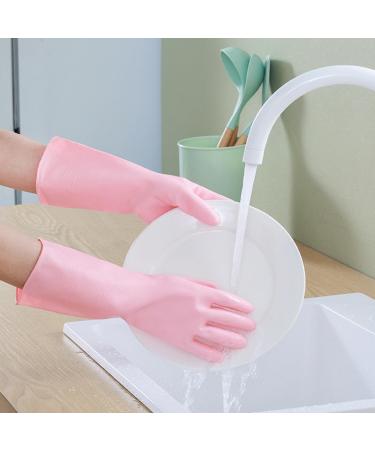 Dishwashing Gloves Women's Kitchen Home Thick Rubber Laundry Waterproof Housework Durable Winter Pile Warm Artifact