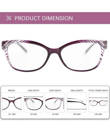 FONHCOO 3 Pack Blue Light Blocking Cat Eye Reading Glasses with UV Ray Filter - Striped Design (1.5) - Buy Online on GoSupps.com