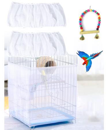 WILLBASIC Bird Cage Cover 2pcs Bird Cage Seed Catcher Nylon Bird Seed Catcher - Bird Cage Accessories for Parakeets with Bird Chewing Hanging Swing Toys