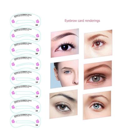 24 PCs Eyebrow Stencil Kit - Reusable Grooming Tools for Perfect Eyebrow Formation | DIY Beauty Essentials - Buy Online on GoSupps.com