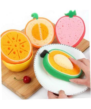 AMOYER 3 Pcs Cartoon Bath Sponge Set | Fruit Shape Cleaning Sponges for Kids & Adults | Fun Bathroom Accessories - Buy Online on GoSupps.com