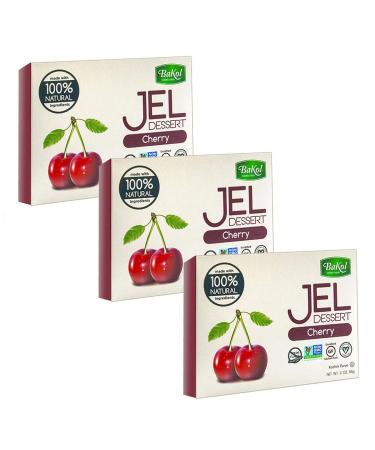 Bakol Jel Dessert - All Natural Vegan Dessert Mix - Kosher - Halal - No Artificial Sweeteners Flavors or Colors - Cherry Flavor (PACK OF 3) 3 Ounce (Pack of 3)