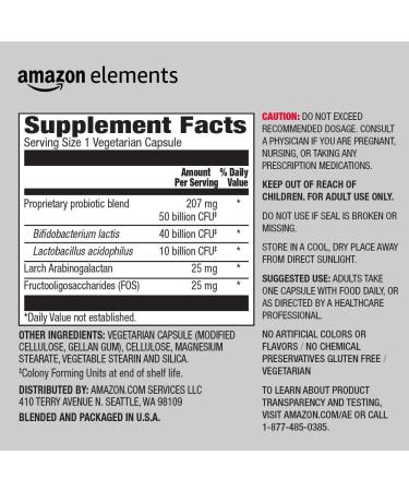 Amazon Elements One Daily Adult Probiotic Blend Supports Healthy Colon and Immune Function 50 Billion CFU (2 Strains) 30 Capsules 1 Month Supply (Packaging May Vary) 30 Count (Pack of 1) - Buy Online on GoSupps.com