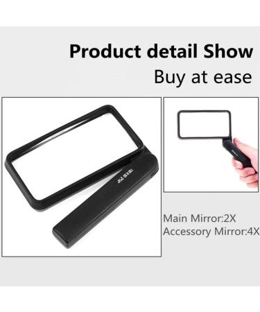Handheld Square Glass 2X 4X Double HD Lens Child Old Man Reading Identification Tool Folding Handle Black Pocket Magnifier Good Times - Buy Online on GoSupps.com
