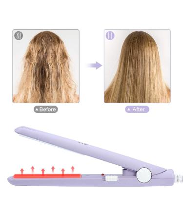 Mini Hair Straightener & Curling Iron - 2 in 1 Ceramic Flat Iron for All Hair Types - Tourmaline & Titanium Heating Plate (Purple - Buy Online on GoSupps.com
