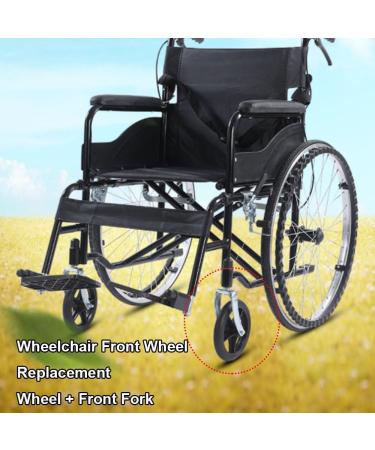 2 PCS Front Fork Caster Assembly for Rollator Wheelchair Caster 6" 7" 8" Replacement Front Wheels Non-Slip Solid Tyre Caster with Front Fork Black(200mm-8") - Buy Online on GoSupps.com