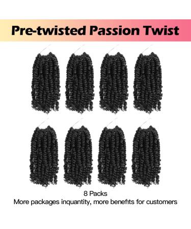 Niseyo 6 Inch Pre-twisted Passion Twist Hair 8 Packs Pre-looped Crochet Short Braids 1B/Natural Black - Buy Online on GoSupps.com