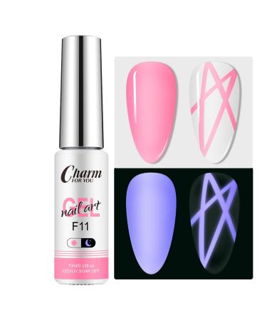 Gel Nail Polish - Neon Pink Nail Gel Polish Glow in The Dark Soak Off UV Nail Gel Fluorescent Gel Liner Nail Art for Nails French Manicure Drawing Painting DIY Women Girl Fluorescent Pink