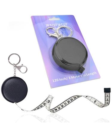 Tape Measure for Body Measuring Tape Double Scale Body Sewing Flexible Ruler for Medical Body Measurement Tailor Craft Ruler, Retractable Key Chain Mini Tape Measure 120 Inches/300cm (Black)
