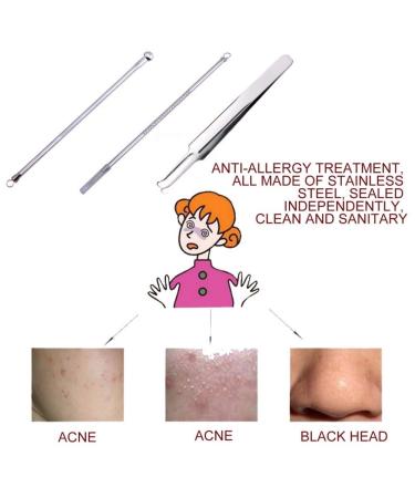 3-Piece Stainless Steel Acne Extractor Tool Kit | Blackhead & Pimple Remover | Comedone Extractor & Acne Treatment - Buy Online on GoSupps.com