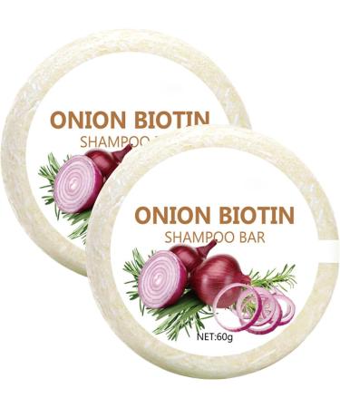 2 pieces Onion biotin shampoo bars onion rosemary shampoo deep cleansing and hydration shiny and healthy hair suitable for all hair types - Buy Online on GoSupps.com