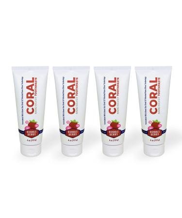 Coral White Nano Silver Bubble Berry Kids Fluoride Free Toothpaste, Natural Fluoride Free Teeth Whitening Toothpaste, Coral Calcium Nano Silver Infused SLS Glycerin Free 4 Ounce (4 Pack)