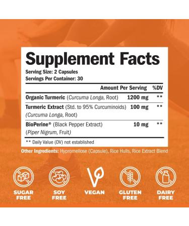 Turmeric Curcumin & Black Pepper Extract Capsules - Vegan Joint Support & Immune Booster - Buy Online on GoSupps.com