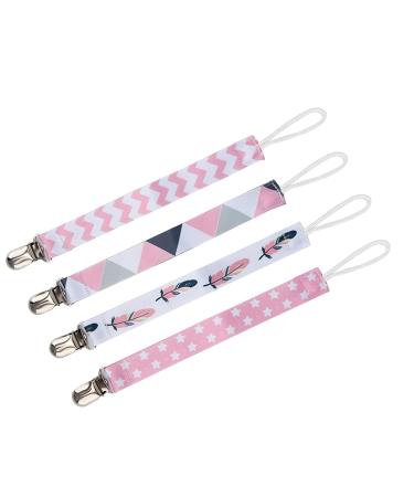 4 Pack Baby Pacifier Clip Chain - Cotton Strap Soother Hook for Toddlers & Kids - Buy Online on GoSupps.com