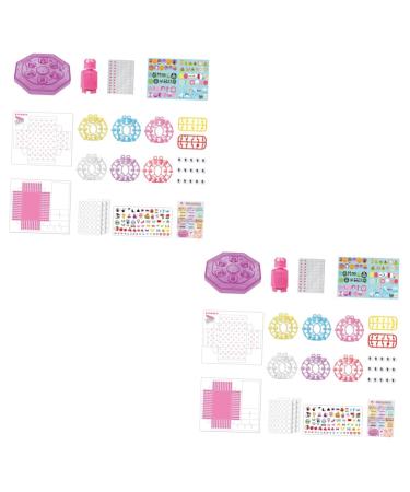 minkissy 2 Sets Children's Nail Art Toys Glitter Nail Polish Kids Fake Nails Children Nail Art Kit Toy Nail Art Kit for Girl Makeup Toys Toddler Make up Nail Stickers