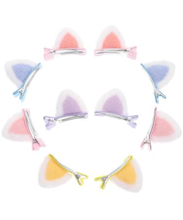 POPETPOP 5 Pairs Children's Hairpin Fox Headband Clip on Cat Ears Plush Ear Hair Clips Animal Cat Ear Barrettes Hairbows Girls Hair Clips Kids Hair Barrettes Cute Cat Ear Clip Baby Fabric