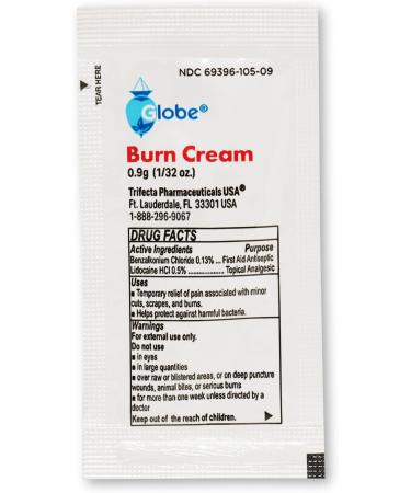 Globe First Aid Burn Cream Packets - Box of 144 | Advanced Relief for Minor Burns, Cuts, and Scrapes - Buy Online on GoSupps.com