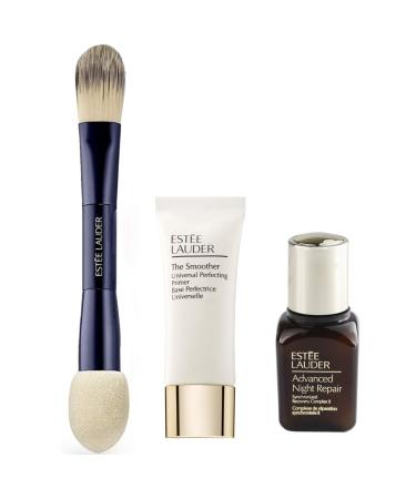 Estee Lauder 3 Pc. 2020 Meet Your Match  Advanced Night Repair 0.5oz  Smoother Primer 0.5oz  Full size dual ended foundation brush