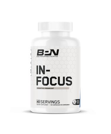 BARE PERFORMANCE NUTRITION BPN in-Focus Brain Supplement for Memory & Focus Caffeine Pills 1g of L Tyrosine per Serving + Alpha GPC 40 Servings Gluten Free + Vegan