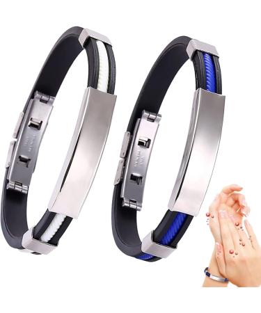 Titanium Detox Lympunclog Wristband Titanium Detox Wristband Titanium Detox Lymph Unclog Wristband Titanium Lympunclog Magnetic Bracelet Lymphatic Dusting Exercise Band (#2PCS_Blau+White)