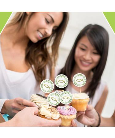 25-Piece Fish Cake Topper Set | Baptism Confirmation & Wedding Decorations | Green Cupcake Muffin Decor for Girls - Buy Online on GoSupps.com