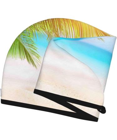 Buy Coconut Palm Tree Beach Microfiber Hair Towel - Soft Super Absorbent Coral Velvet Quick Dry Cap for Long Curly & Thick Hair - International Shipping Available - Buy Online on GoSupps.com