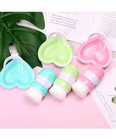 Minkissy Hand Scrubber Face Cleaning Brush with Heart Stand - Double-Headed Deep Cleaning Massager for Sensitive Greasy and Dry Skin - Pink Boxed Gift - Buy Online on GoSupps.com