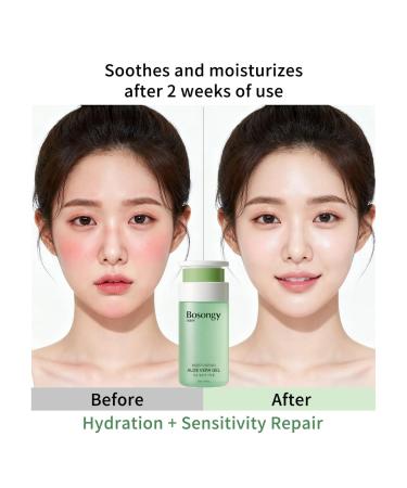 BOSONGY Moisturizing Aloe Vera Gel Soothing Hydrating Face Body Gel with Pure Aloe Extract Korean Skincare Green Tea Calms Redness Repairs After Sun Refreshes Sensitive Skin (250ml - Buy Online on GoSupps.com