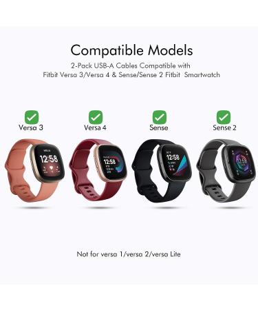 EUCARLOS 2 Pack Charger Cable Compatible with Sense/Sense 2/Versa 4/Versa 3  3.3Ft Replacement USB Charging Cable Dock Stand Sturdy Power Cord for Sense/Sense 2/Versa 4/Versa 3 Smartwatch - Buy Online on GoSupps.com