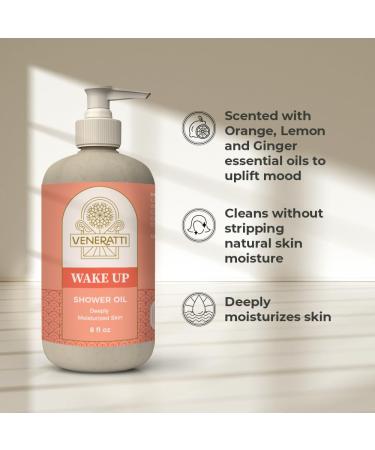 Wake Up Shower Body Oil - Oil to Foam Cleanser for Dry Sensitive Skin with Almond Hazelnut & Orange Oils - Vegan Made in the USA | Deeply Moisturizing Body Wash - Buy Online on GoSupps.com