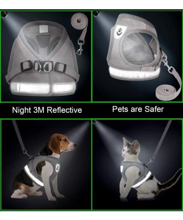 Escape Proof Cat and Puppy Harness Set - Reflective Adjustable Vest with Leash for Small Pets - Grey (Chest 9-11) - Buy Online on GoSupps.com