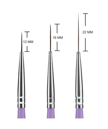 Beaute Galleria 3pc Nail Art Long Striper Brush Set (12mm 16mm 22mm) - Thin Fine Line Detailer & Striping Brushes for Color Block & One Stroke Designs - Buy Online on GoSupps.com