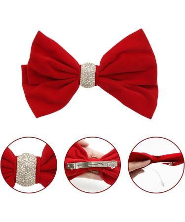 Red Hair Bow Hair Clip Velvet Hair Bows for Women Big Bowknot Hairpin Vintage French Large Hair Barrettes Hair Accessories for Women Girls Headdress Gifts - Buy Online on GoSupps.com