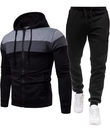 Shop Hanxiulin Men's Training Suit - Stylish Jogging Set Sweatshirt & Pants for Leisure | 3XL Black - Buy Online on GoSupps.com