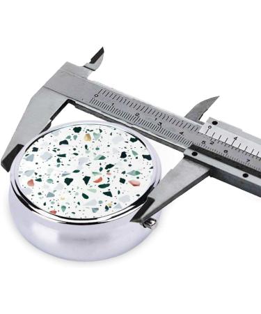 Terrazzo Marble Pastel Portable Metal Pill Box - Round Mini 3-Compartment Design for Travel | Small Pill Organizer with Hinged Fastening - Buy Online on GoSupps.com