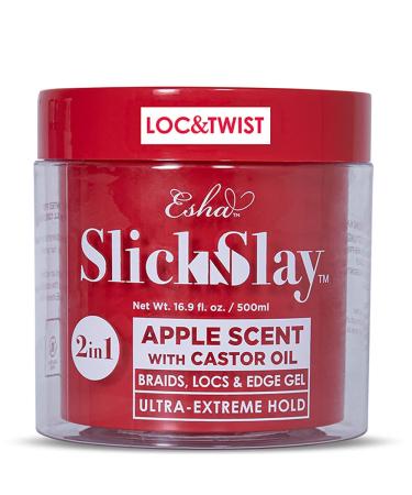 Esha Slick N Slay Braiding Gel 3-in-1 Braid and Edge Gel Ultra Extreme Hold Gel for Hair Hydrating and Conditioning Shining Gel Fast Dry Locking Gel for Locs Twists Braids (APPLE 17 oz.) Apple 17 Fl Oz (Pack o...