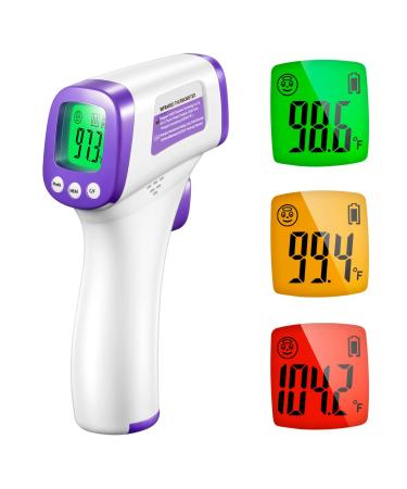 Infrared Thermometer for Adults, Non Contact Forehead Thermometer with Fever Alarm, Accurate Reading and Memory Function, Body Temperature & Surface of Objects Use